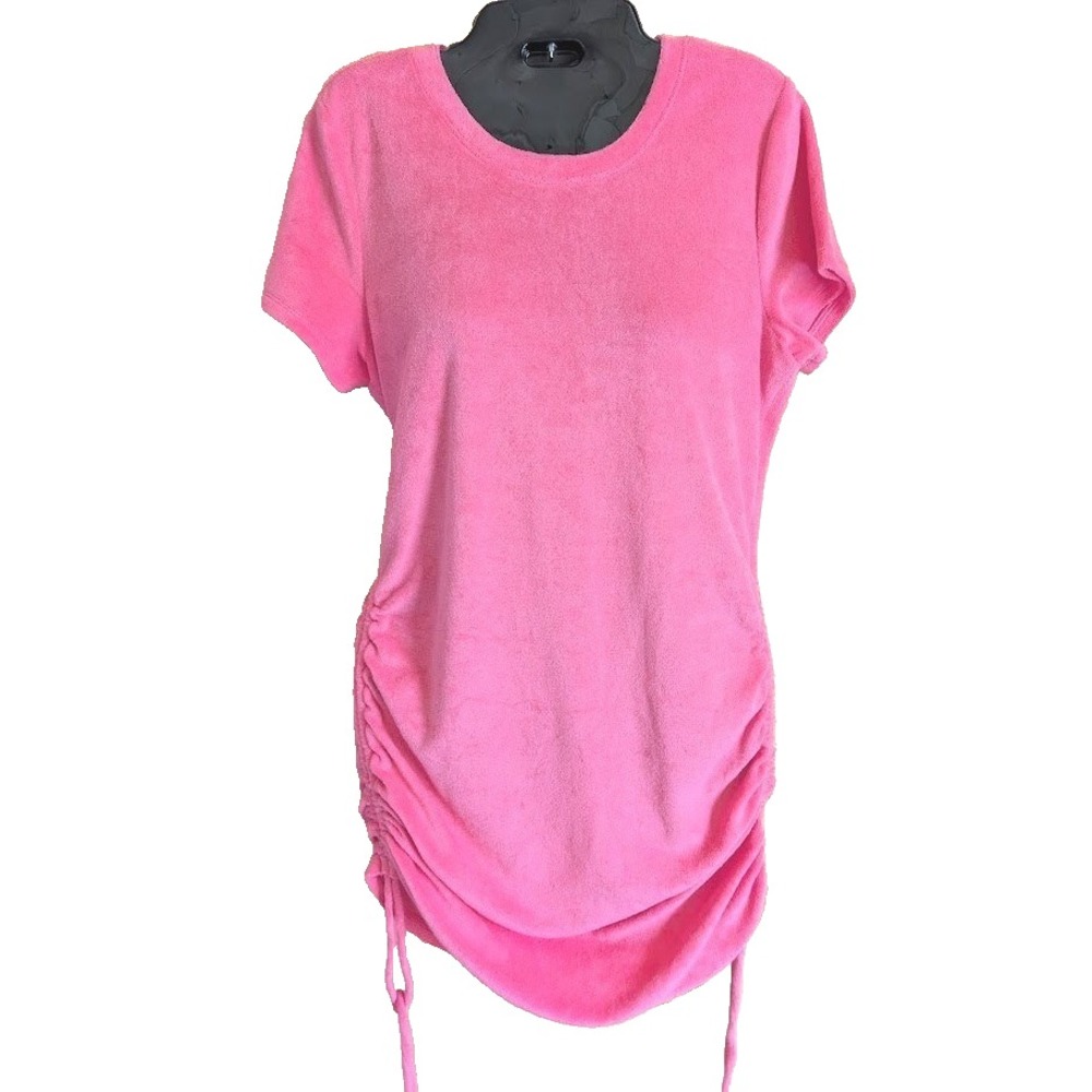 PINK Victoria's Secret Terry Cloth Dress M Ruched Side Beach Coverup Summer Cute
